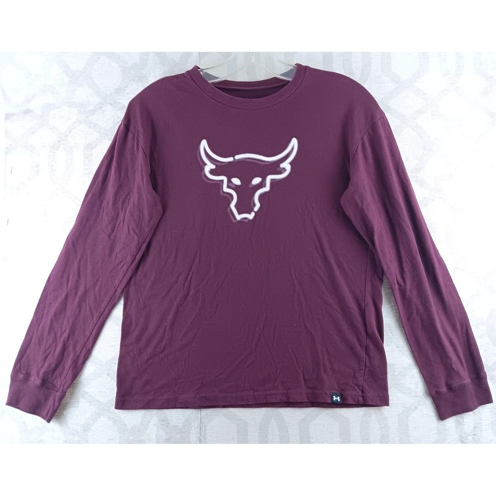 Under Armour Project Rock Shirt Youth Large Purple Pullover Long‎ Sleeve